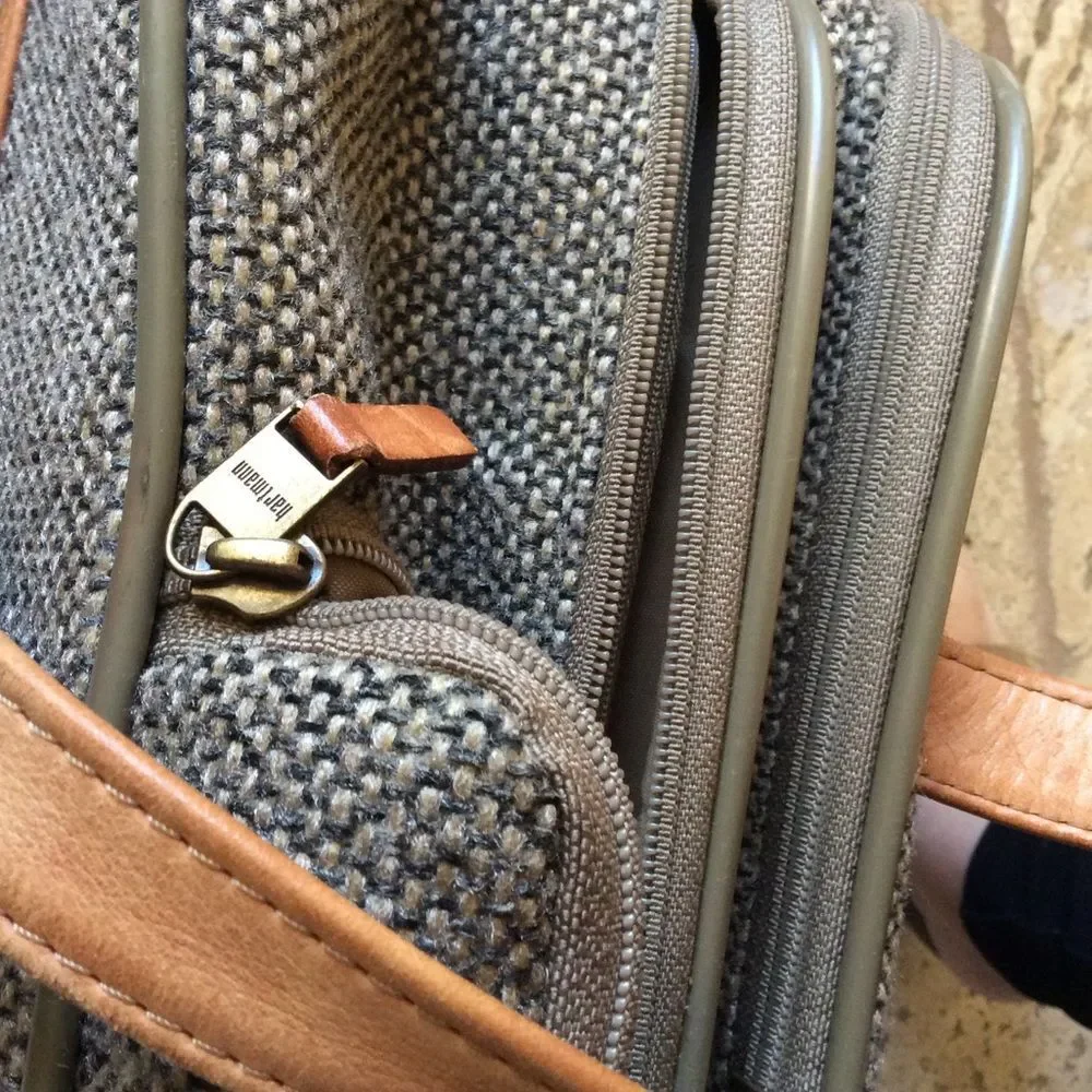 Vintage Hartmann Mobile Office tweed/leather Wheeled Carry On Bag